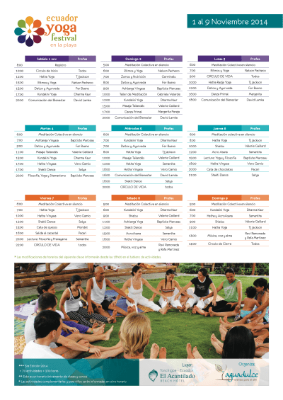 Horario Festival 2014